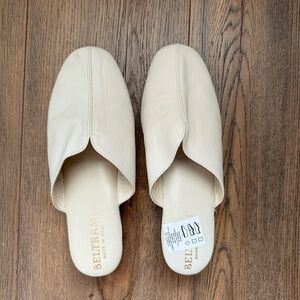 Italian leather cream colored mules